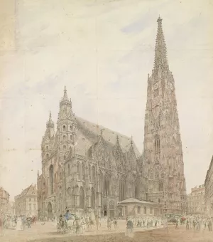 Stephansdom in Wien by Jakob Alt Oil Painting