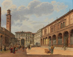 Verona, a view of Piazza delle Erbe by Jakob Alt Oil Painting