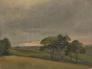 Abendliche Wiese mit Baumen by Jakob Becker Oil Painting