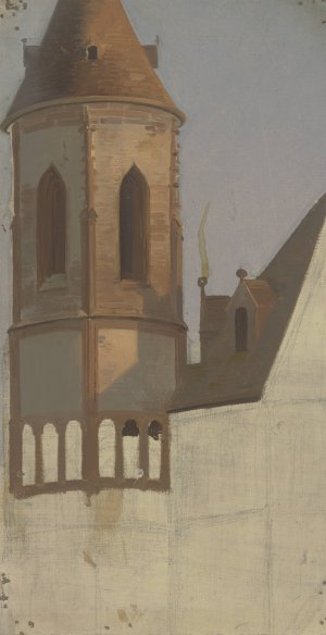 Chorflankenturm einer romanischen Kirche by Jakob Becker Oil Painting