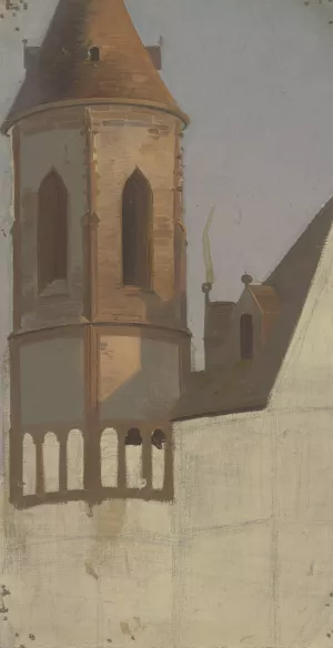 Chorflankenturm einer romanischen Kirche Oil painting by Jakob Becker