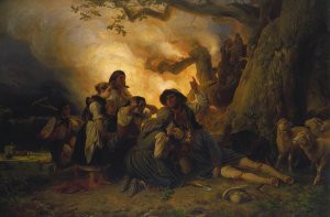 Shepherd Struck by Lightning by Jakob Becker Oil Painting