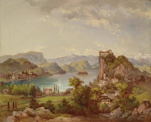 Blick auf Veldes by Jakob Canciani Oil Painting