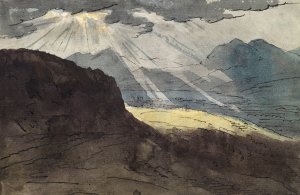 Gebirgslandschaft mit grellem Sonnenlicht by Jakob Christoph Miville Oil Painting