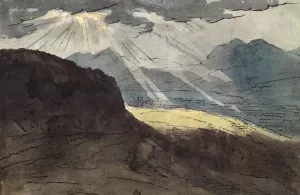 Gebirgslandschaft mit grellem Sonnenlicht Oil painting by Jakob Christoph Miville