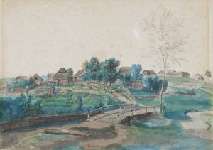 Nordische Landschaft, Blick auf das Dorf Baldohn by Jakob Christoph Miville Oil Painting