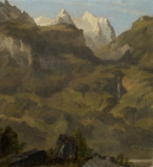 Reichenbach Falls and the Wetterhorn by Jakob Christoph Miville Oil Painting