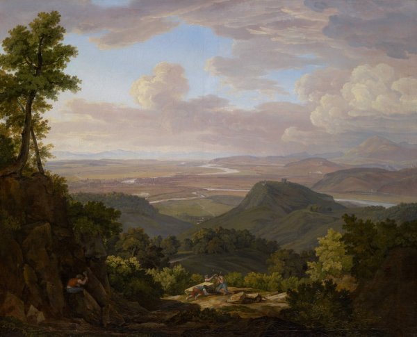 Main Product Photo of View from the Muttenz Quarry toward Basel and the Plains of the Rhine River Painting by Jakob Christoph Miville