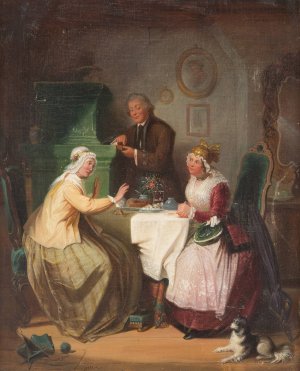 The coffee-visite by Jakob Emanuel Gaisser Oil Painting