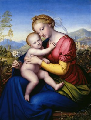 Madonna and Child with Parrot by Jakob Gotzenberger Oil Painting