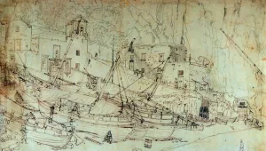 View of the Small Marina at Sorrento by Jakob Hackert Oil Painting
