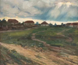 Cloudburst over the Village by Jakob Koganowsky Oil Painting
