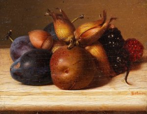 Stillleben Mit Fruchten Und Nussen by Jakob Lehnen Oil Painting
