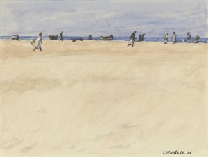 On the Beach at Port Said by Jakob Nussbaum Oil Painting