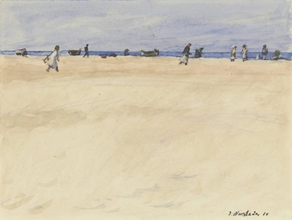 Main Product Photo of On the Beach at Port Said  Painting by Jakob Nussbaum