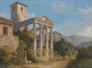 The Temple of Hercules in Cori near Velletri by Jakob Philipp Hackert Oil Painting