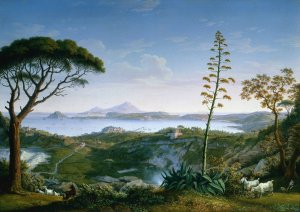 View of the Gulf of Pozzuoli from Solfatara by Jakob Philipp Hackert Oil Painting