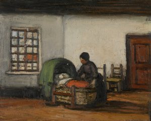 Interior with Cradle by Jakob Smits Oil Painting