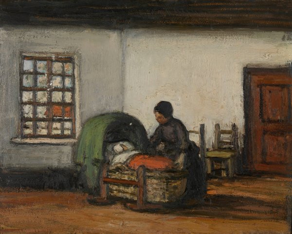 Interior with Cradle by Jakob Smits - Hand-Painted Oil Painting Reproduction