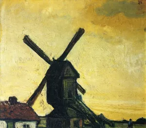 Windmill at Haechterbroek by Jakob Smits - Oil Painting Reproduction