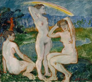 Bathing Women, Sketch by Jalmari Ruokokoski Oil Painting