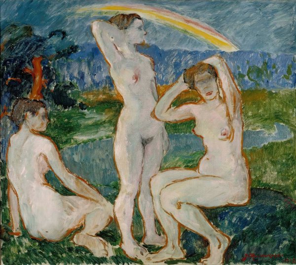 Bathing Women, Sketch  by Jalmari Ruokokoski - Hand-Painted Oil Painting Reproduction