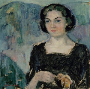 Portrait Of Mrs Bertha Stenman by Jalmari Ruokokoski Oil Painting