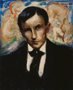 Portrait Of Tyko Sallinen by Jalmari Ruokokoski Oil Painting