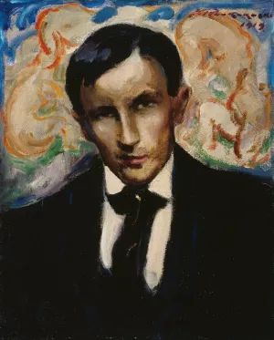 Portrait Of Tyko Sallinen by Jalmari Ruokokoski Oil Painting