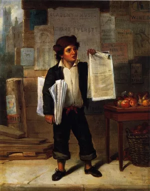 Newsboy Selling The New-York Herald by James A Cafferty - Oil Painting Reproduction