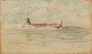 A Little Red Note-Dordrecht by James Abbott McNeill Whistler Oil Painting