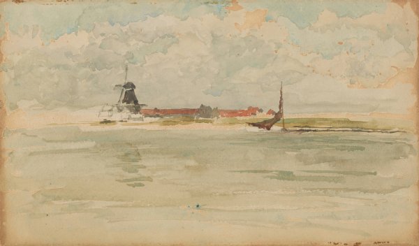 A Little Red Note-Dordrecht  by James Abbott McNeill Whistler - Hand-Painted Oil Painting Reproduction