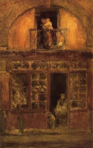A Shop with a Balcony by James Abbott McNeill Whistler Oil Painting