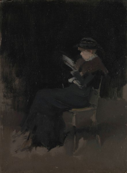 Arrangement in Black; Girl Reading  by James Abbott McNeill Whistler - Hand-Painted Oil Painting Reproduction