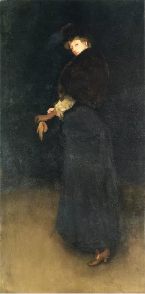 Arrangement in Black: La Dame au Brodequin Jaune - Portrait of Lady Archibald Campbell by James Abbott McNeill Whistler - Oil Painting Reproduction