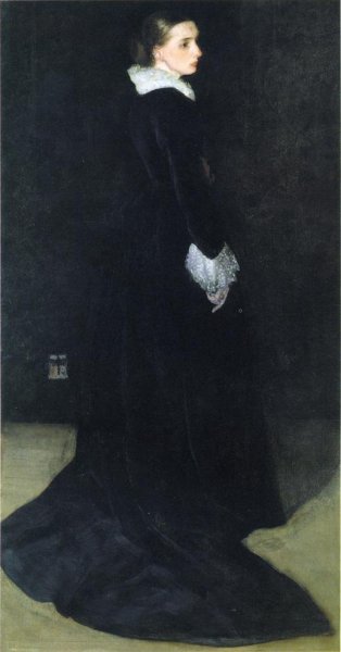 Arrangement in Black, No. 2: Portrait of Mrs. Louis Huth by James Abbott McNeill Whistler - Hand-Painted Oil Painting Reproduction