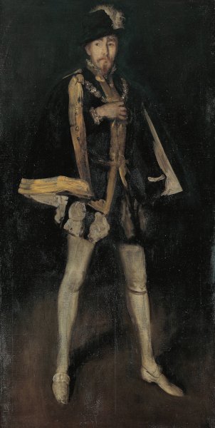 Arrangement in Black, No. 3, Sir Henry Irving as Philip II of Spain  by James Abbott McNeill Whistler - Hand-Painted Oil Painting Reproduction