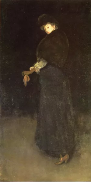 Arrangement in Black: The Lady in the Yellow Buskin by James Abbott McNeill Whistler Oil Painting