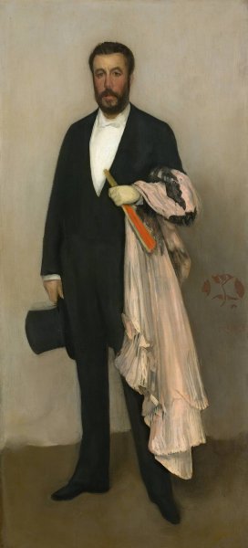Arrangement in Flesh Colour and Black; Portrait of Theodore Duret by James Abbott McNeill Whistler Oil Painting