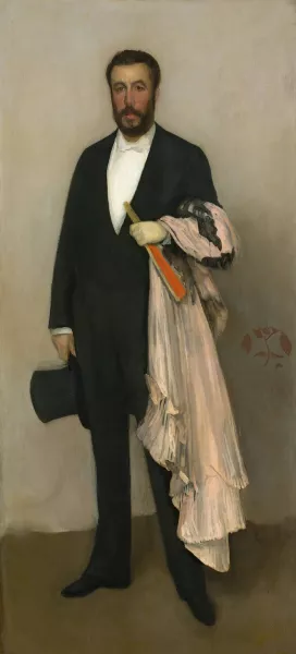 Arrangement in Flesh Colour and Black; Portrait of Theodore Duret by James Abbott McNeill Whistler Oil Painting