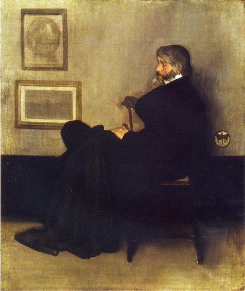 Arrangement in Grey and Black, No.2: Portrait of Thomas Carlyle by James Abbott McNeill Whistler - Hand-Painted Oil Painting Reproduction