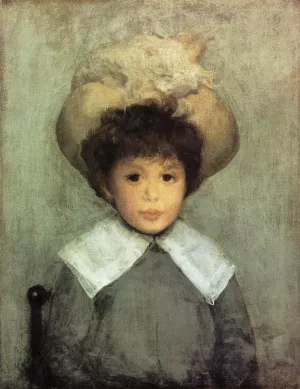 Arrangement in Grey: Portrait of Master Stephen Manuel by James Abbott McNeill Whistler - Oil Painting Reproduction