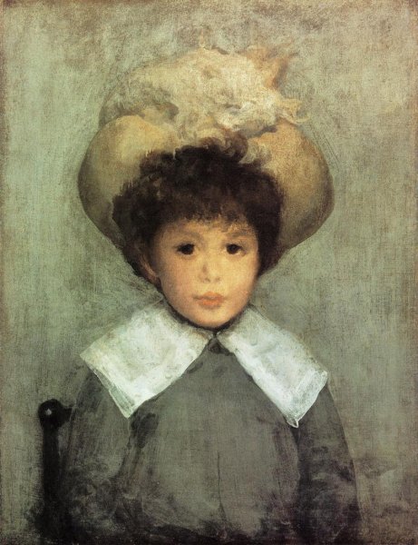 Arrangement in Grey: Portrait of Master Stephen Manuel by James Abbott McNeill Whistler - Hand-Painted Oil Painting Reproduction