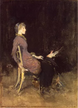 Black and Red (also known as Study in Black and Gold (Madge O'Donoghue)) by James Abbott McNeill Whistler - Oil Painting Reproduction