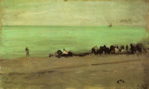 Blue and Silver: Boat Entering Pourville Oil painting by James Abbott McNeill Whistler
