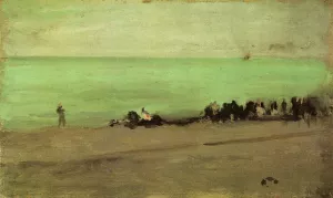 Blue and Silver: Boat Entering Pourville by James Abbott McNeill Whistler Oil Painting
