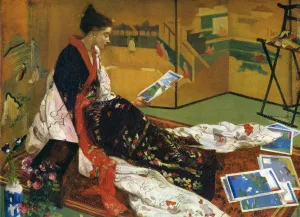 Caprice in Purple and Gold: The Golden Screen by James Abbott McNeill Whistler Oil Painting