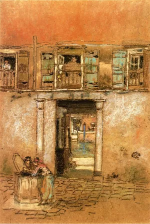 Courtyard and Canal by James Abbott McNeill Whistler - Oil Painting Reproduction