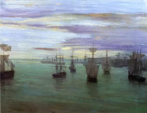 Crepuscule in Flesh Colour and Green: Valparaiso by James Abbott McNeill Whistler - Oil Painting Reproduction