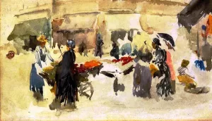 Flower Market by James Abbott McNeill Whistler Oil Painting